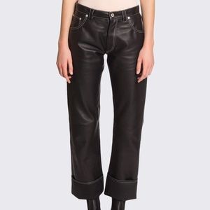 Loewe leather topstitched straight-leg pants